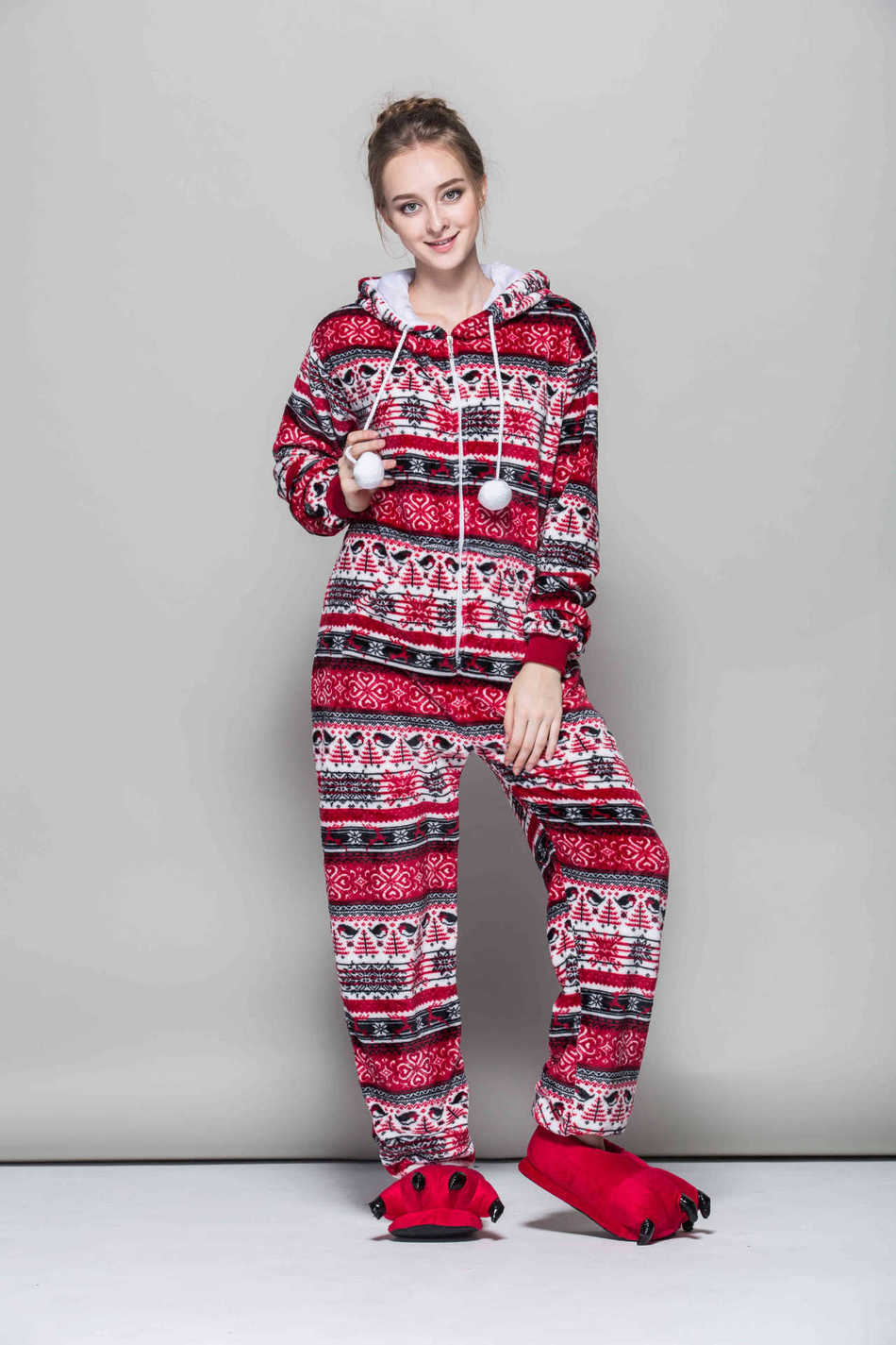 Winter Red Bird Onesies Snowflake Pajama Set