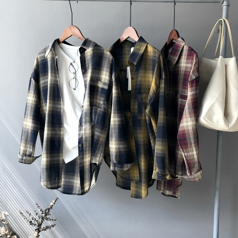 Plaid Shirts Long Sleeve Blusas