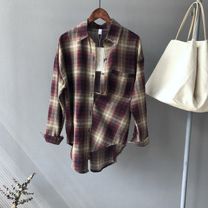 Plaid Shirts Long Sleeve Blusas