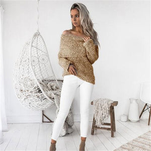 Baggy off the shoulder Pullover Sweaters